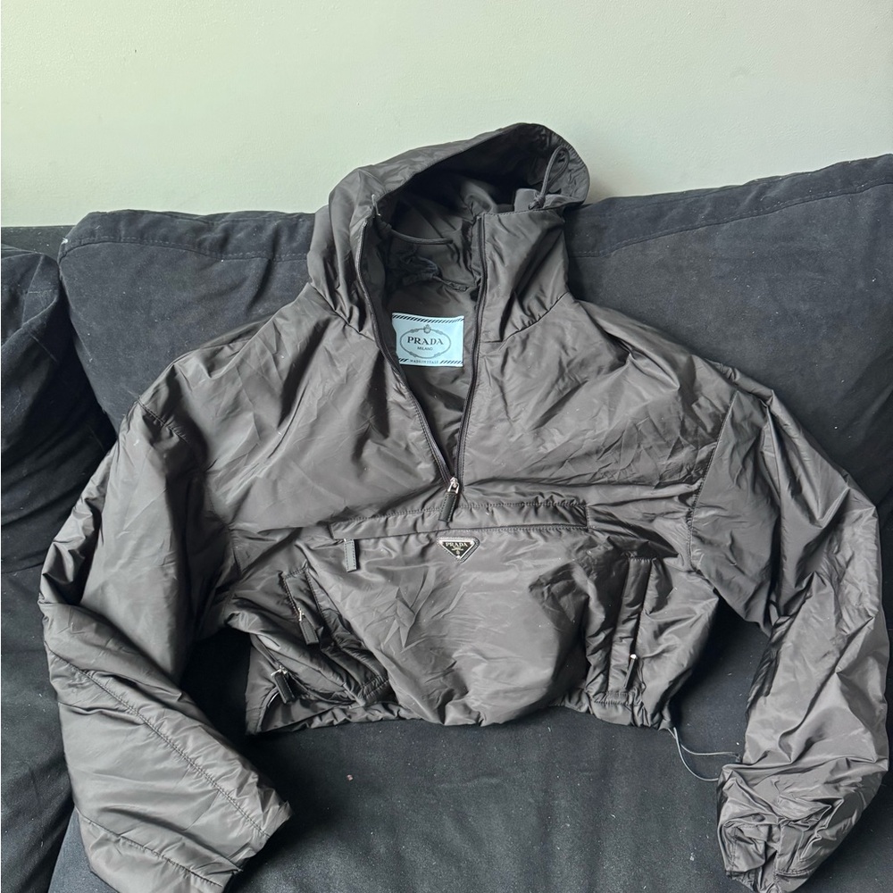 Prada Black Hooded Windbreaker